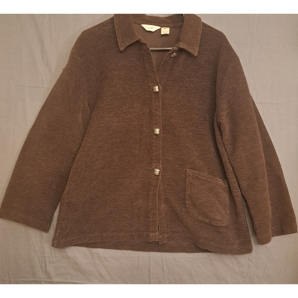 J. Jill Cotton Quilted Design Jacket Women's Size Medium Brown